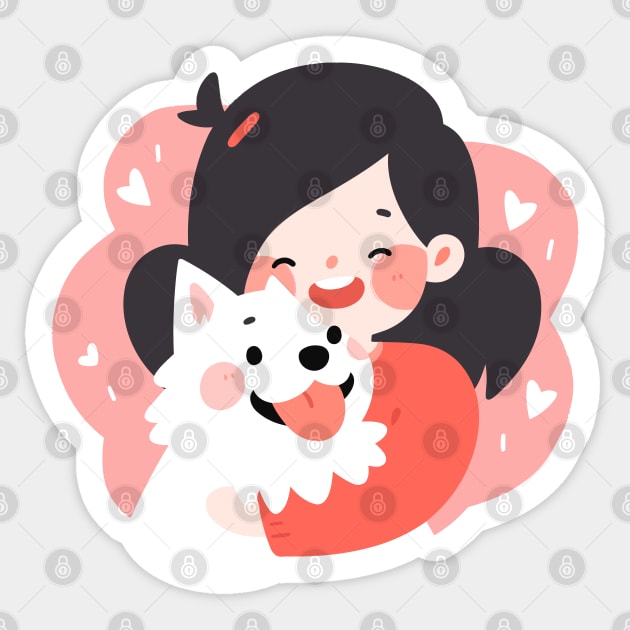 Just a Girl and her dog illustration III Sticker by Sara-Design2